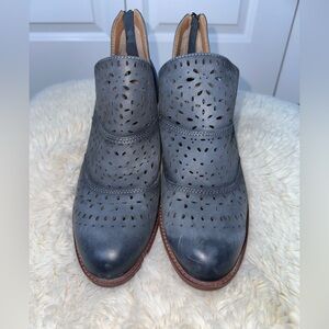 Sofft Slate Blue Perforated Leather Ankle Booties